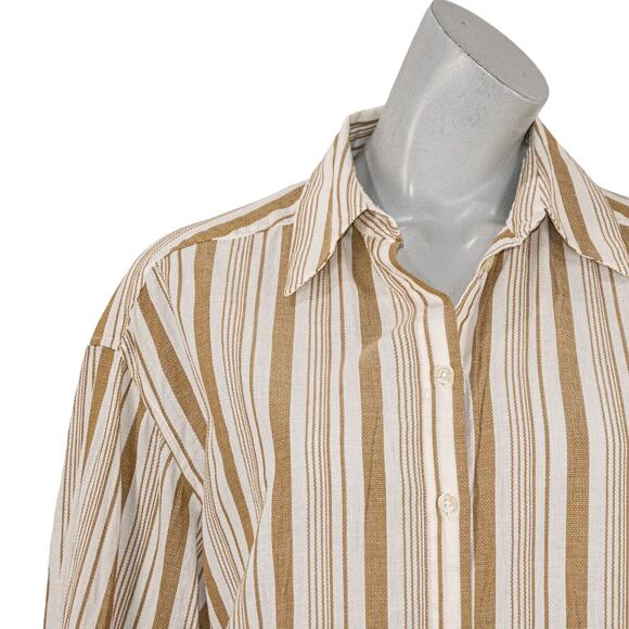 SECOND FEMALE Bristol Oversize Shirt in Bronze brown striped Cotton size Small - Picture 8 of 11